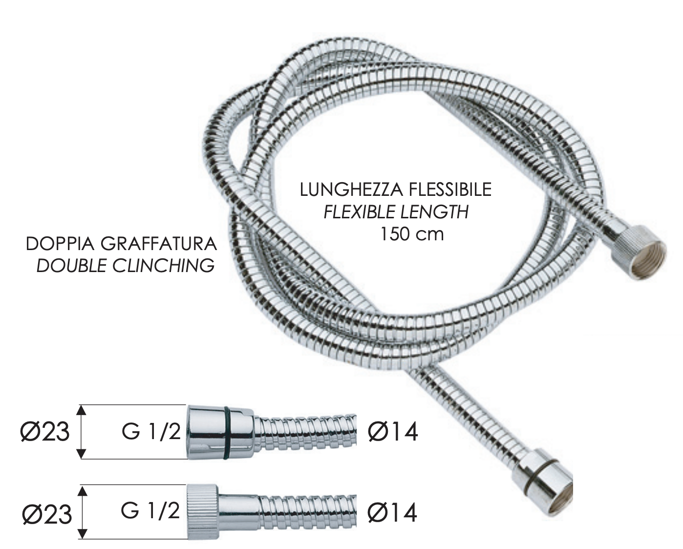 Remer Душевой шланг 120 см, в металлической оплетке, цвет: cromo 333CNES120