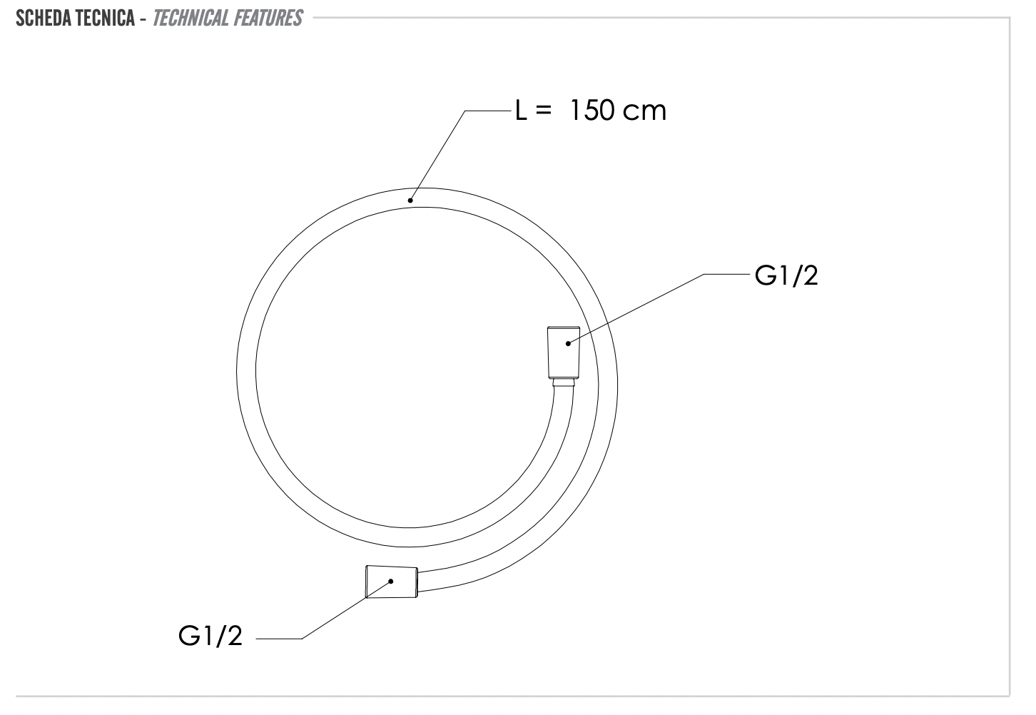 Remer X Style Inox Душевой шланг пвх 150 см, цвет: inox spazzolato SS332CN150