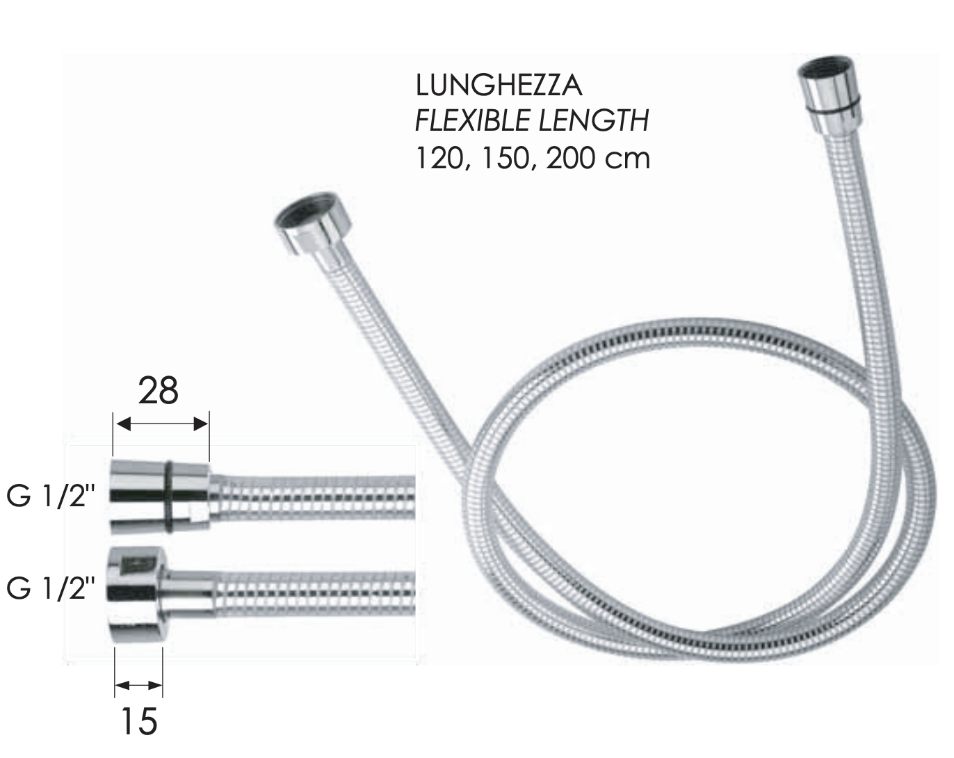 Remer Душевой шланг ПВХ 200 см, цвет: cromo 332cnbc200