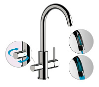 Remer X Style Смеситель для кухни, независимый канал для питьевой воды, цвет: cromo nero spazzolato N792DWCFP