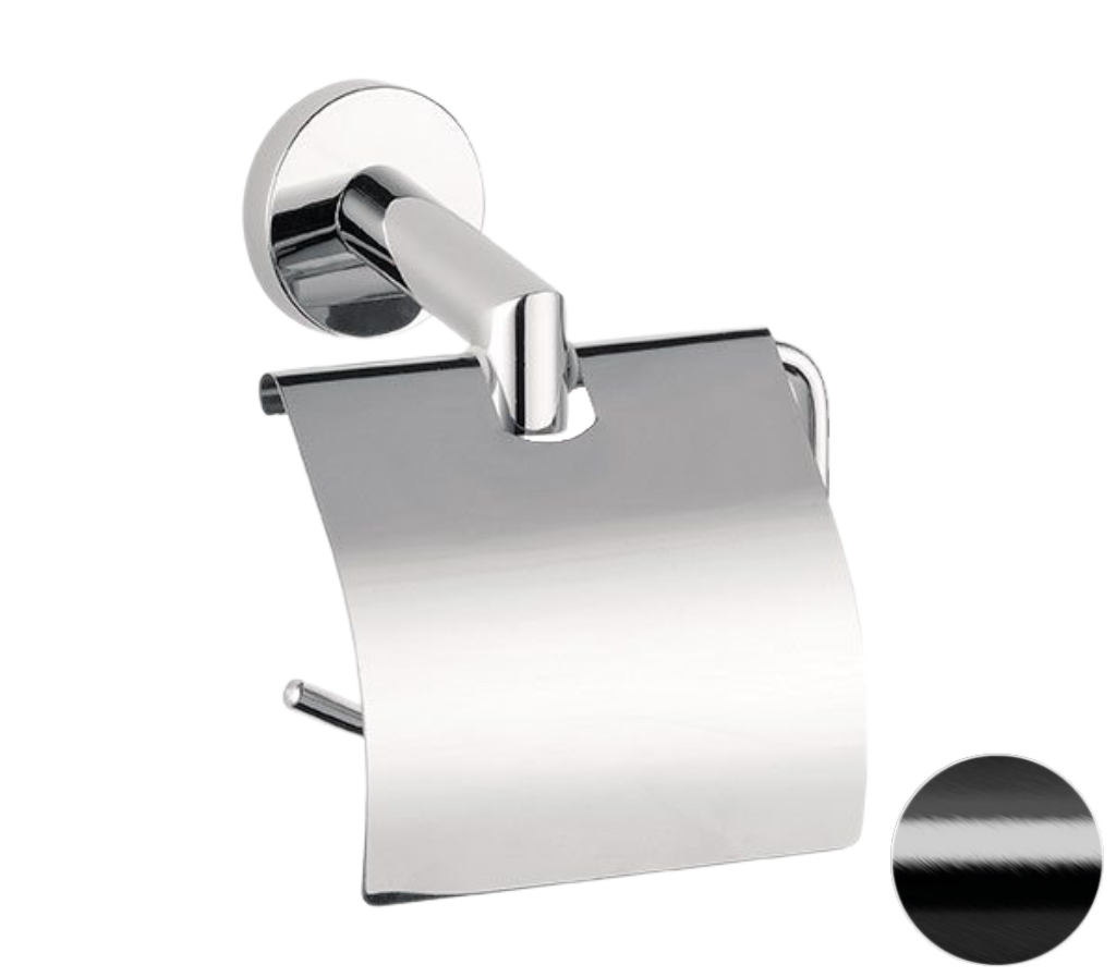 Remer Guest Держатель туалетной бумаги с крышкой, подвесной, цвет: cromo nero spazzolato GS60CFP