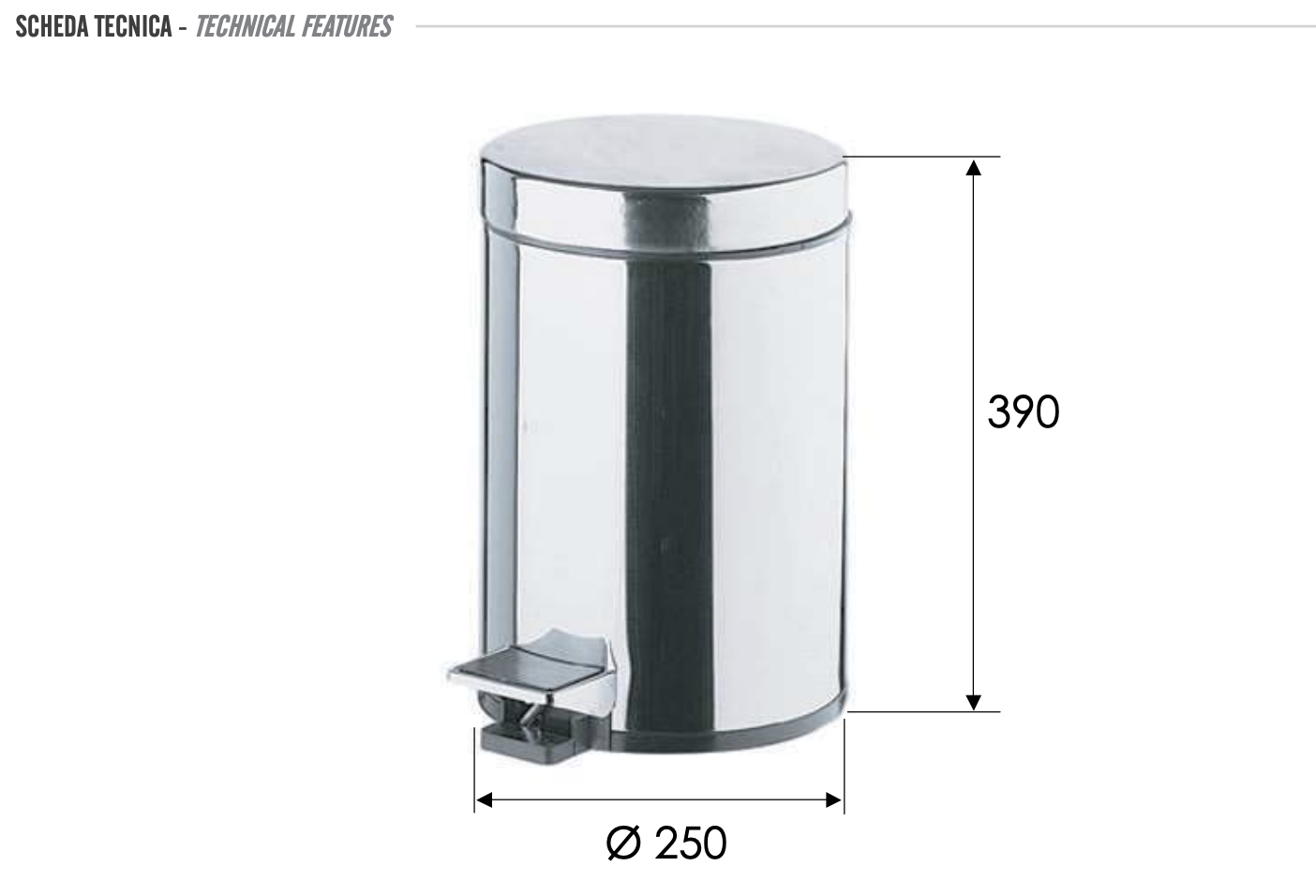 Remer Ведро из нержавеющей стали с педалью 12 литров, цвет: cromo RB503CR
