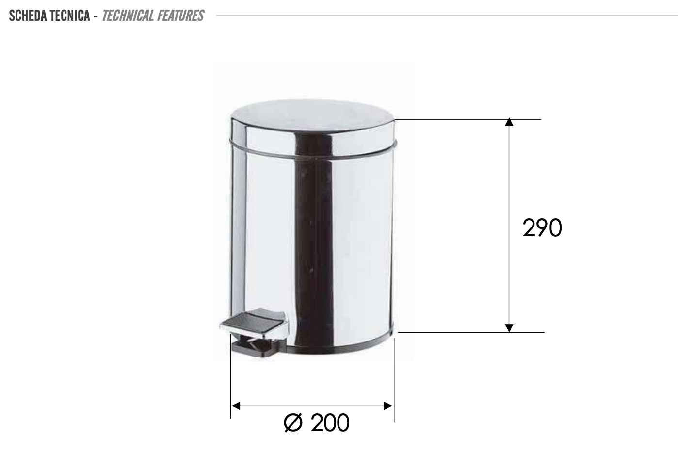 Remer Ведро из нержавеющей стали с педалью 5 литров, цвет: cromo RB502CR