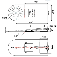 Remer Верхний душ настенный ультратонкий 20x50 см, 2 режима, цвет: cromo 350UFMCAx