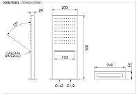 Remer X Style Inox Верхний душ настенный 20x50 см, 2 режима, цвет: inox spazzolato SS350SSCAX