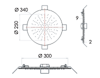 Remer Верхний душ встраиваемый в потолок 34 см, 1 режим, цвет: nero opaco 357EFM34NO