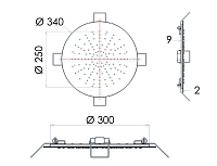 Remer X Style Inox Верхний душ встраиваемый в потолок 34 см, 1 режим, цвет: inox spazzolato SS357EFM34