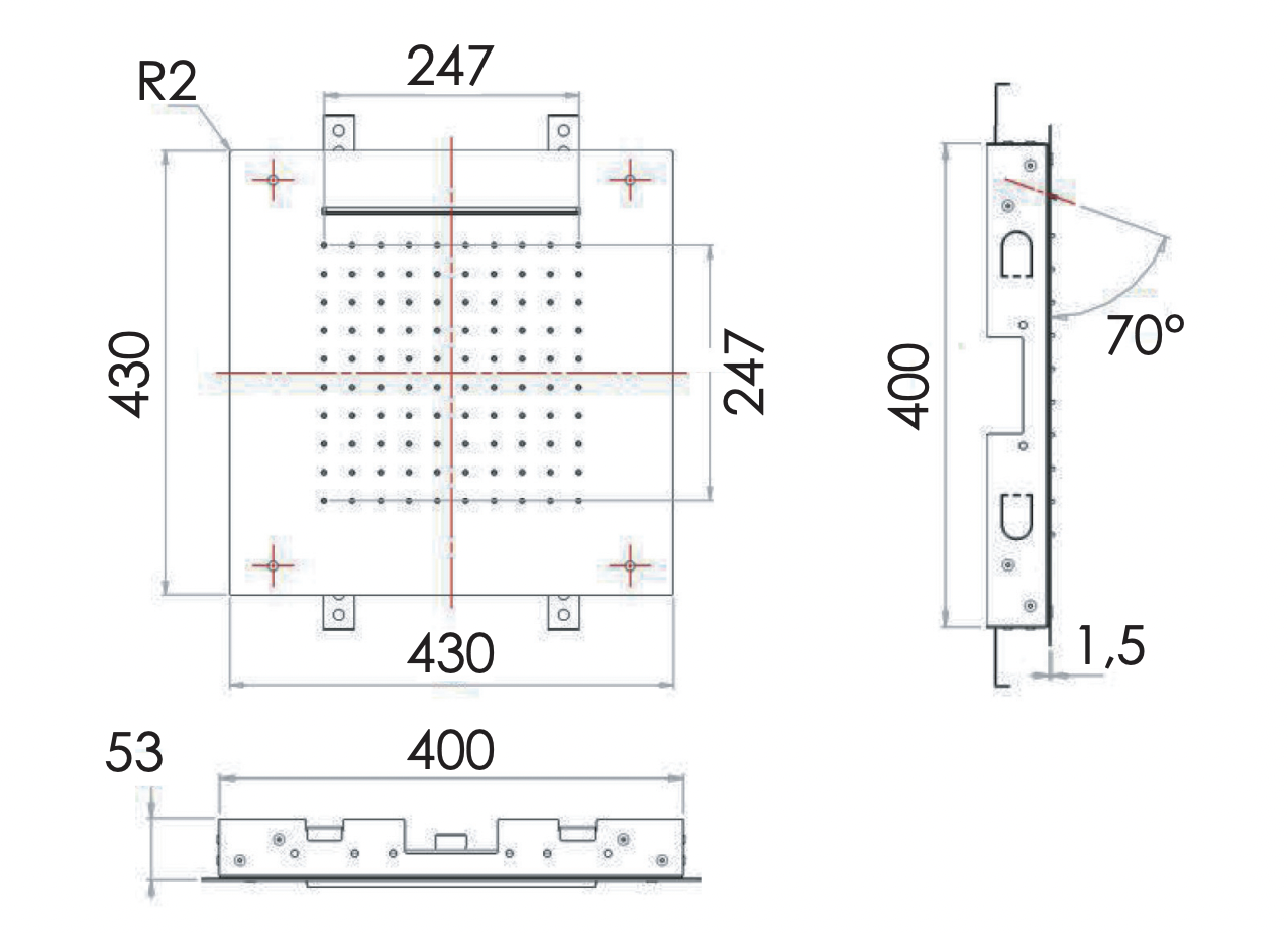 Remer Верхний душ встраиваемый в потолок 43x43 см, 2 режима, цвет: cromo 357SFS43C