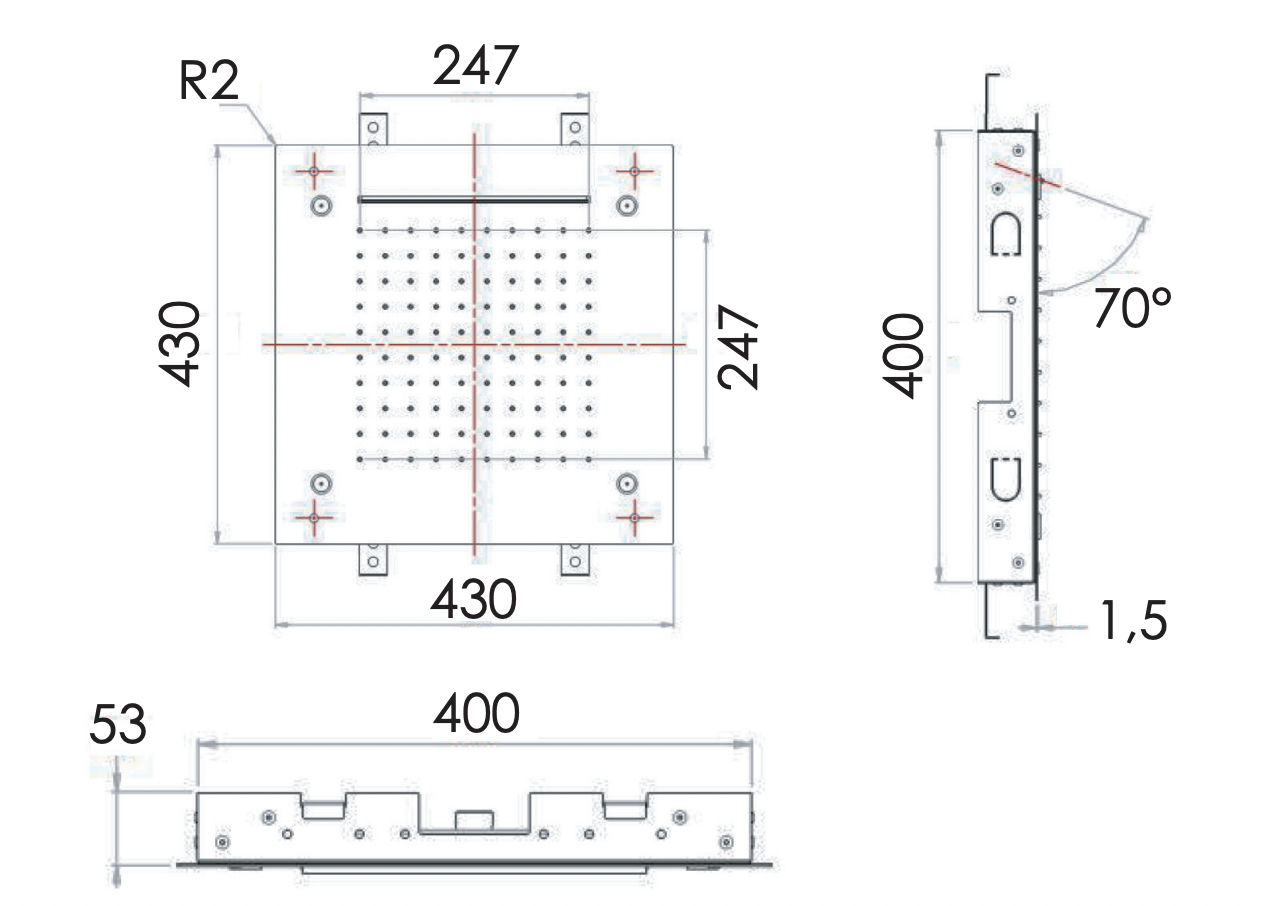 Remer Верхний душ встраиваемый в потолок 43x43 см, 3 режима, цвет: cromo 357SFS43NC