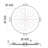 Remer Верхний душ встраиваемый в потолок 44 см, 1 режим, цвет: nero opaco 357EFM44NO