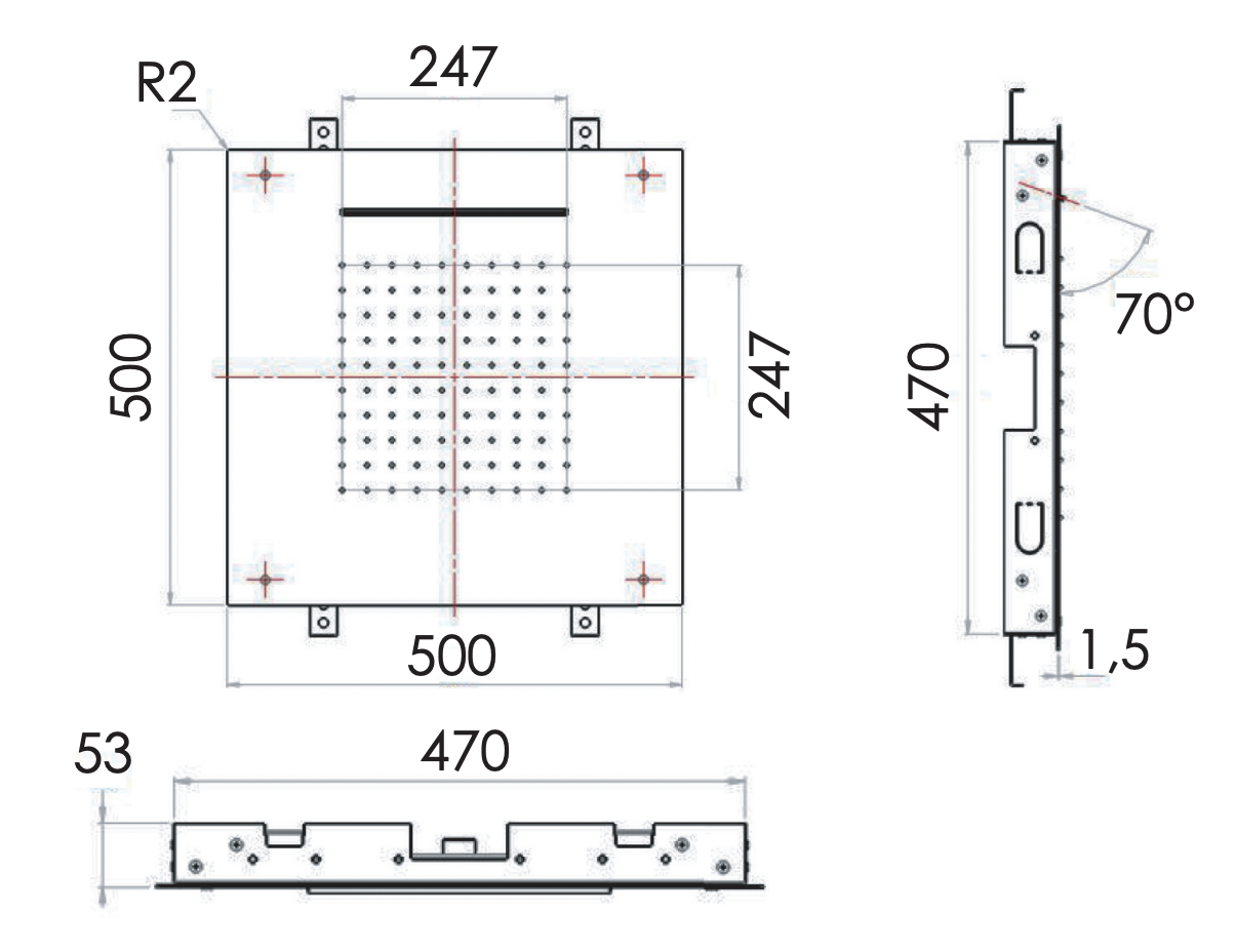 Remer Верхний душ встраиваемый в потолок 50x50 см, 2 режима, цвет: cromo 357SFS50C