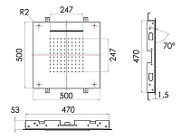 Remer Верхний душ встраиваемый в потолок 50x50 см, 2 режима, цвет: cromo 357SFS50C
