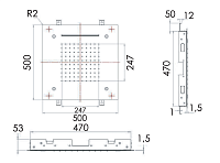 Remer Верхний душ встраиваемый в потолок 50x50 см, 3 режима, цвет: cromo 357SFS50NC