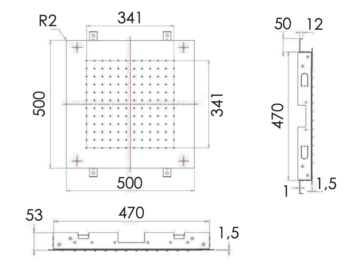 Remer Верхний душ встраиваемый в потолок 50x50 см, 1 режим, цвет: inox spazzolato SS357SFS50