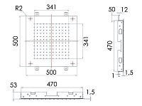 Remer Верхний душ встраиваемый в потолок 50x50 см, 1 режим, цвет: inox spazzolato SS357SFS50