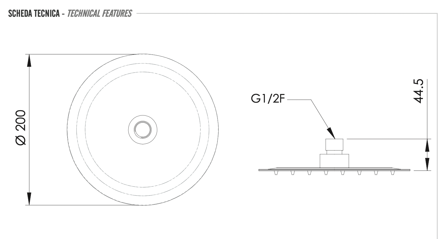Remer Верхний душ 20 см, 1 режим, без кронштейна, цвет: bianco opaco 357UFM20BO