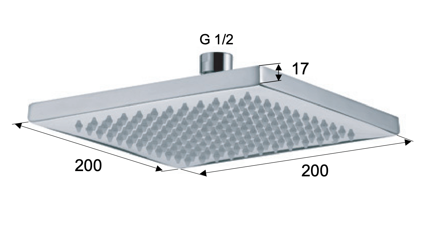 Remer Верхний душ 20x20 см, 1 режим, без кронштейна, цвет: cromo 359SSX