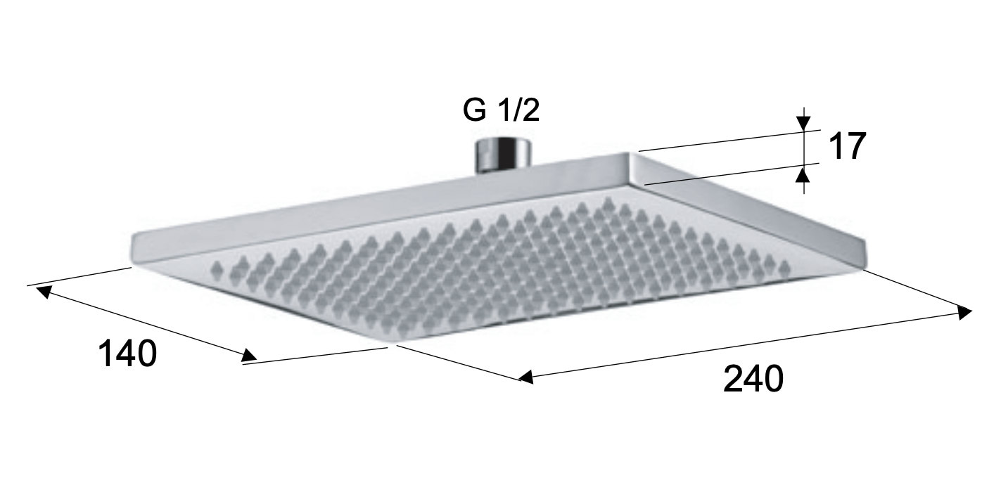 Remer Верхний душ 24x14 см, 1 режим, без кронштейна, цвет: cromo 359WX