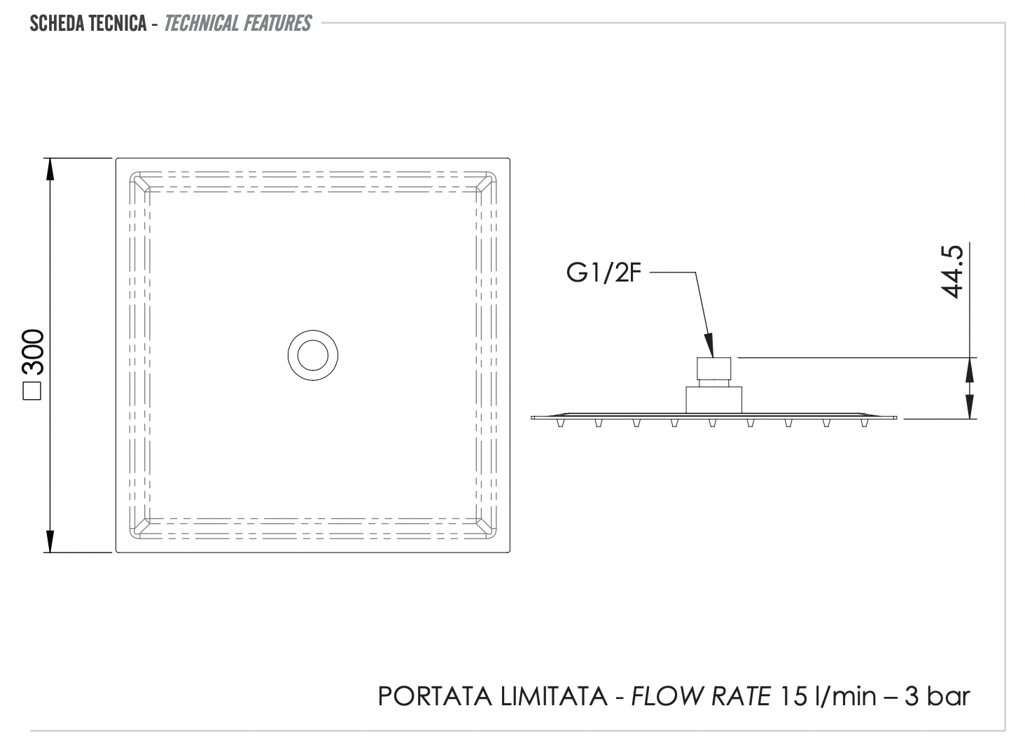 Remer Верхний душ 30x30 см, 1 режим, без кронштейна, цвет: cromo 357UFS30X