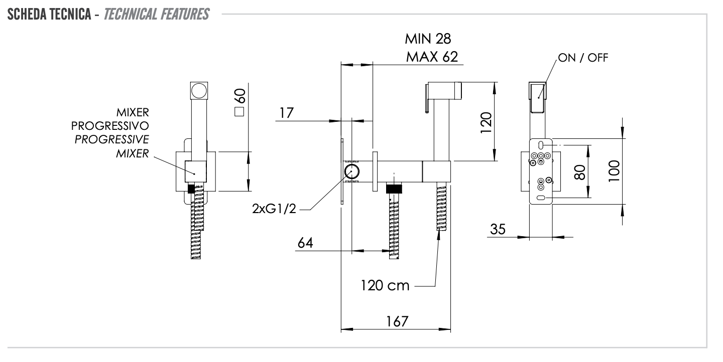 Remer Absolute Гигиенический душ, прогрессивный смеситель, встраиваемая часть, цвет: oro spazzolato Q64BG