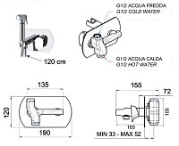 Remer Class Line Гигиенический душ со смесителем, шланг 120 см, с встраиваемой частью, цвет: cromo L60