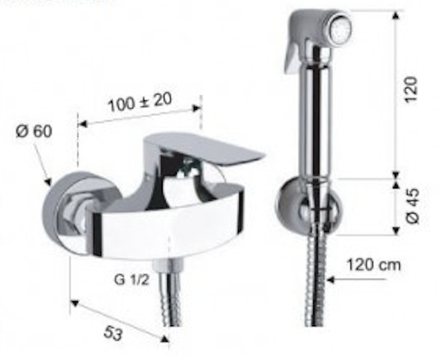 Remer Infinity Гигиенический душ со смесителем, держатель, шланг 120 см, цвет: cromo iC31REL