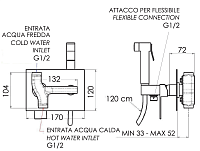 Remer Qubika Гигиенический душ со смесителем, шланг 120 см, с встраиваемой частью, цвет: cromo Q60