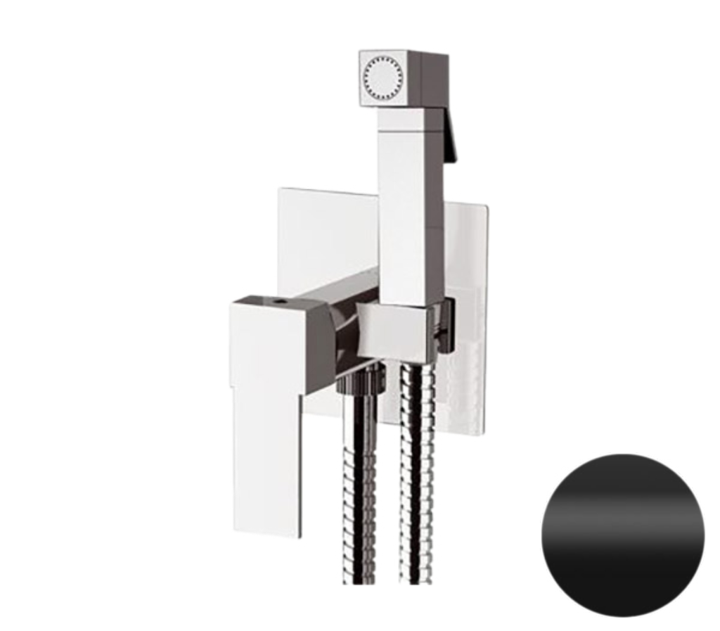 Remer Qubika Гигиенический душ со смесителем, шланг 120 см, с встраиваемой частью, цвет: nero opaco Q65NO