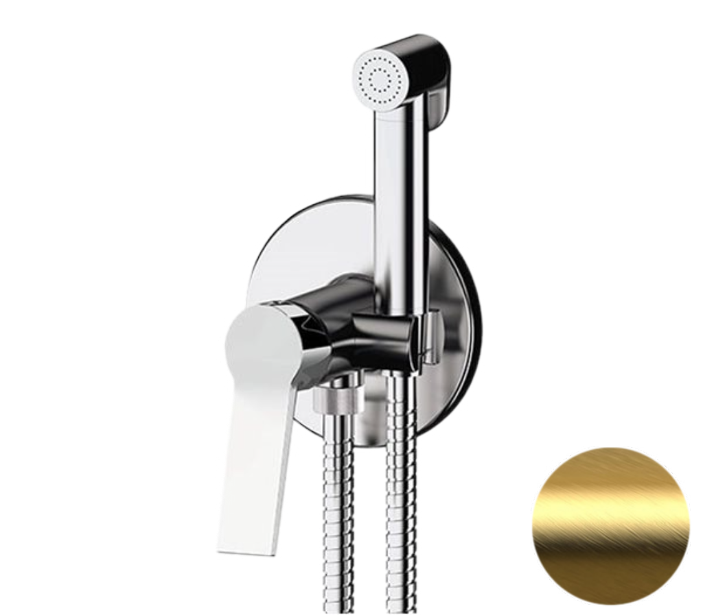 Remer Slash & Dot Гигиенический душ со смесителем, с встраиваемой частью, цвет: oro spazzolato SL65WBG