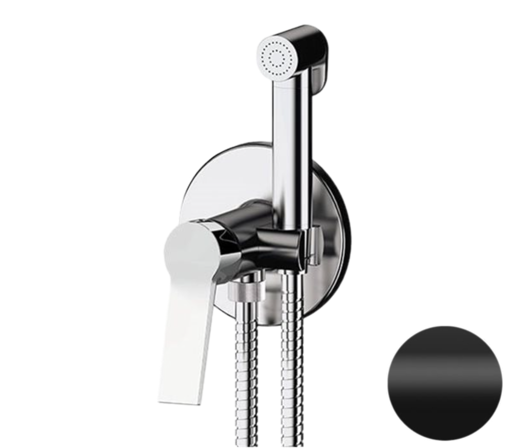 Remer Slash & Dot Гигиенический душ со смесителем, шланг, с встраиваемой частью, цвет: nero opaco SL65WNO