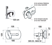 Remer Vanity Гигиенический душ со смесителем, шланг 120 см, с встраиваемой частью, цвет: cromo V60W