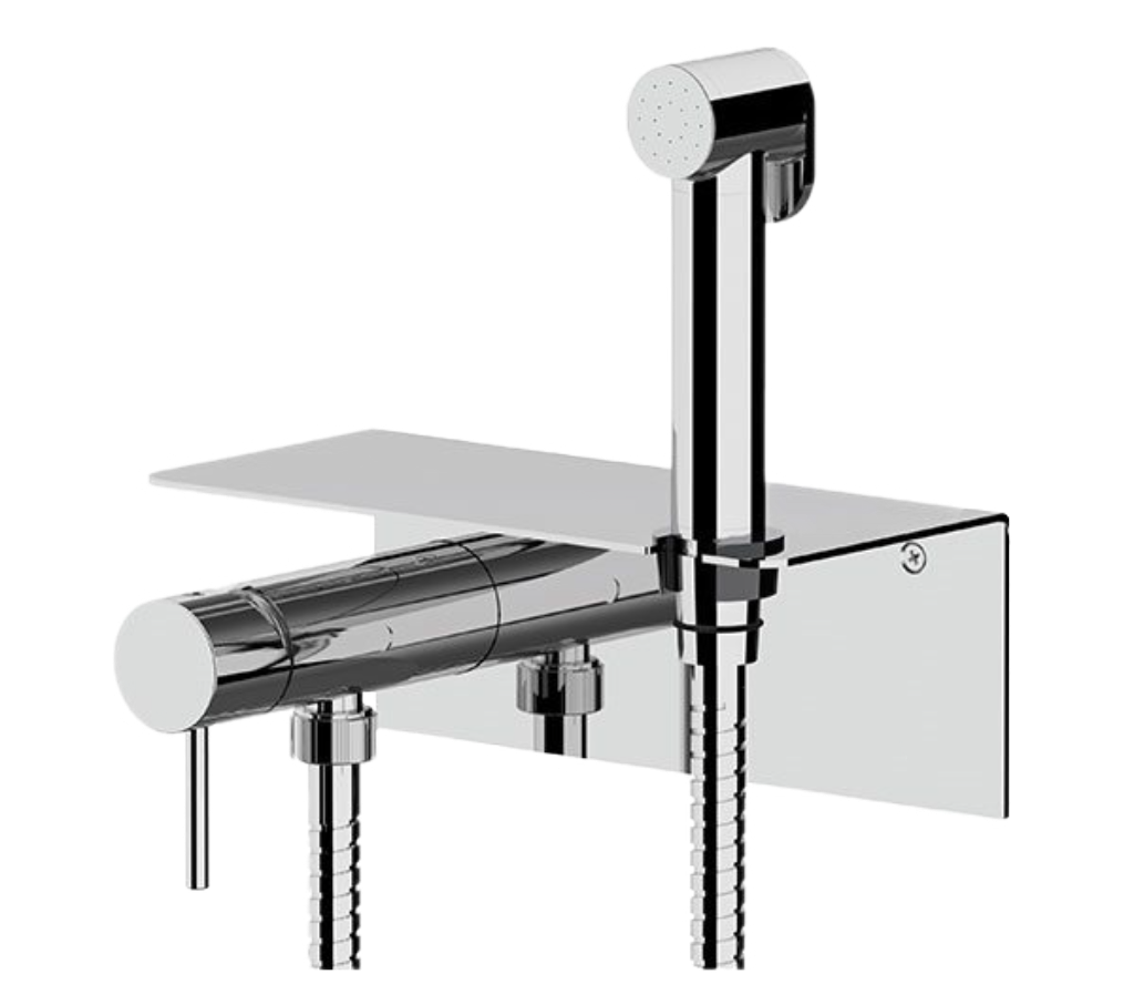 Remer X Style Гигиенический душ со смесителем, полочка 21x10 см, с встраиваемой частью, цвет: cromo X65C25TW