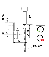 Remer Гигиенический душ с запорным вентилем, шланг 120 см, цвет: cromo 338M332OW