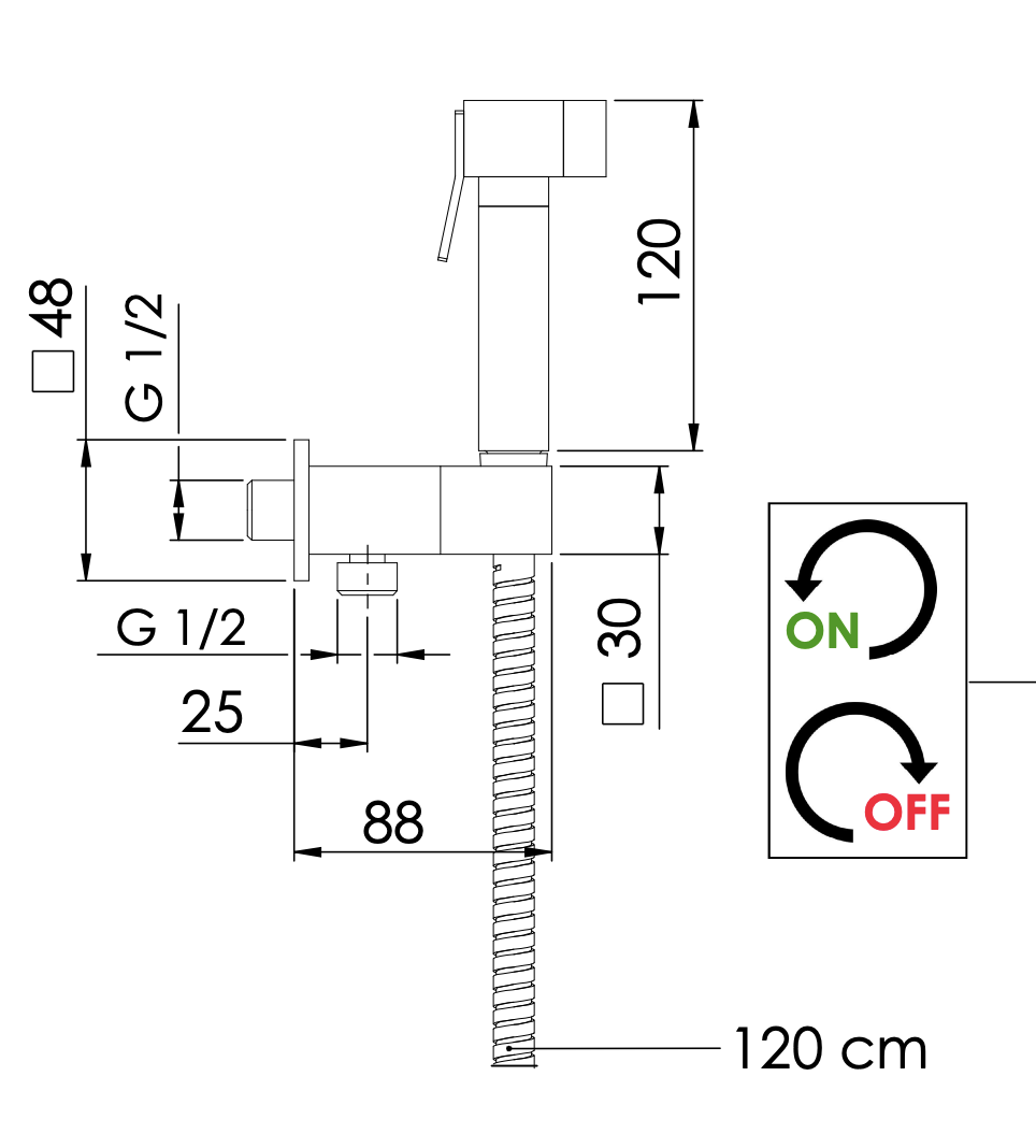 Remer Гигиенический душ с запорным вентилем, шланг 120 см, цвет: cromo 338Q332OS
