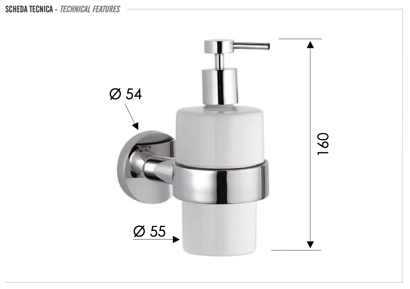 Remer Guest Дозатор для жидкого мыла, подвесной, керамическая колба, цвет: cromo GS13CR