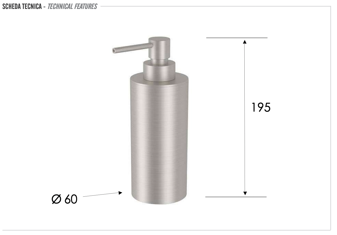 Remer Inox Accessories Дозатор, настольный, колба из нержавеющей стали, цвет: inox spazzolato SSXI13A