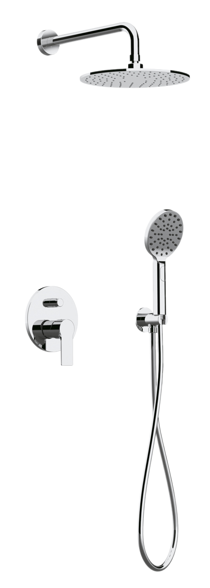 Remer Energy Душевой комплект: смеситель, верхний душ 25 см, лейка 3 режима, шланг, цвет: cromo EY09S02MD25MVB