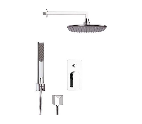 Remer Infinity Душевой комплект: смеситель, верхний душ 20 см, лейка, держатель, шланг, цвет: cromo i09S02