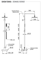 Remer Infinity Душевая стойка: смеситель, верхний душ 20 см, лейка, штанга 167 см, цвет: cromo I37A7RV54Qi