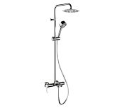 Remer Winner Душевая стойка: смеситель, верхний душ 20 см, лейка, штанга 166 см, шланг, цвет: cromo W34AUFM20