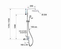 Remer Winner Душевая стойка: смеситель, верхний душ 20 см, лейка 3 режима, шланг 150 см, цвет: cromo W37A8MPEC20M