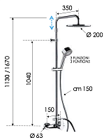 Remer Winner Душевая стойка: смеситель, верхний душ 20 см, лейка, штанга 167 см, шланг, цвет: cromo W37AMD20
