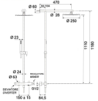 Remer X Style Inox Душевая стойка: смеситель, верхний душ, штанга 118 см, цвет: inox spazzolato SSX37UFM25