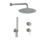 Remer X Style Inox Душевой комплект: смеситель, верхний душ 25 см, лейка, цвет: inox spazzolato SSX92PS02UFM25