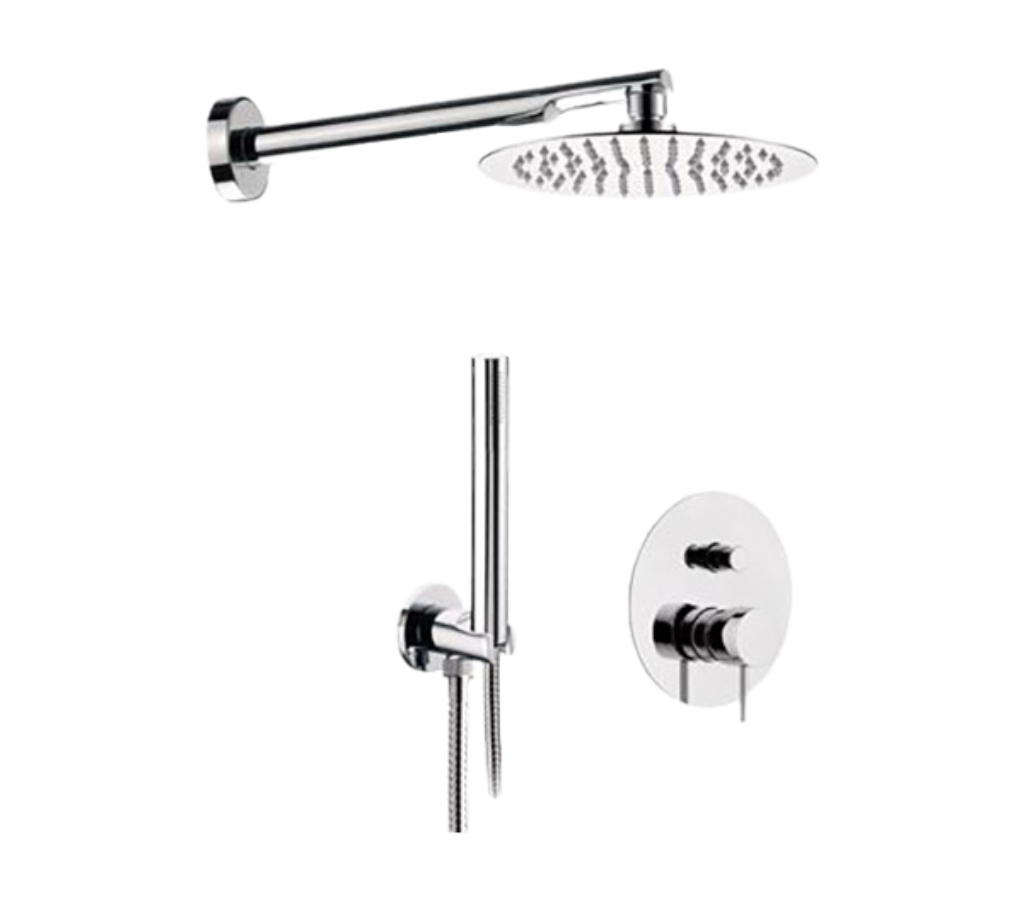 Remer X Style Душевой комплект: смеситель, верхний душ 20 см, лейка 1 режим, шланг, цвет: cromo X09S02