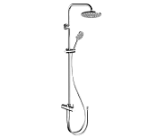 Remer Душевая стойка: верхний душ 20 см, лейка 3 режима, штанга 100 см, шланг 150 см, цвет: cromo 330X8MPEC20NRA