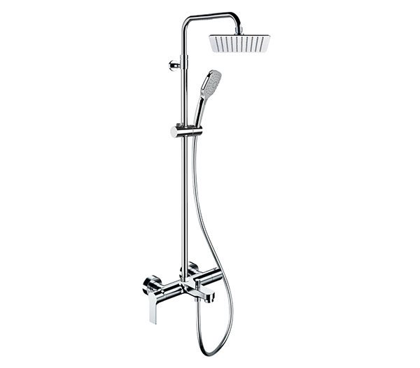 Remer Energy Душевая стойка: смеситель, верхний душ 25 см, лейка, штанга 161 см, шланг, цвет: cromo EY34A8CPUFD25G