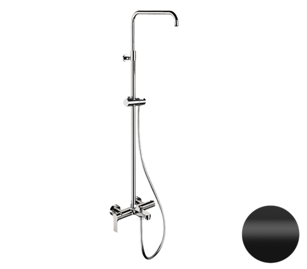 Remer Energy Душевая стойка: смеситель, штанга 161 см, шланг 150 см, цвет: nero opaco EY34ASSDNO