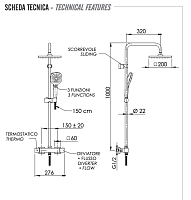 Remer Absolute Душевая стойка: термостат, верхний душ 20 см, лейка, штанга 100 см, цвет: cromo ST32X8CPSD25