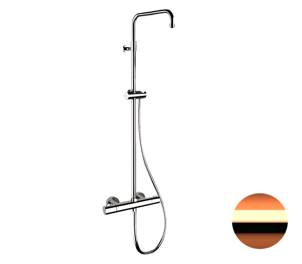 Remer Elegance Душевая стойка: термостат, штанга 161 см, шланг 150 см, цвет: rame lucido EQ32ASSDRL